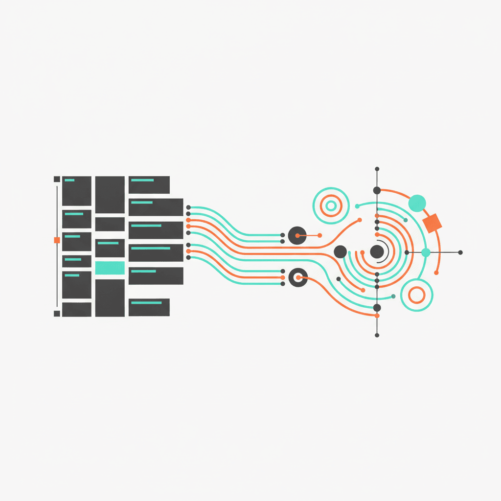 A structured context document flowing into a Claude AI workspace — illustration showing how to give Claude the right context for your business