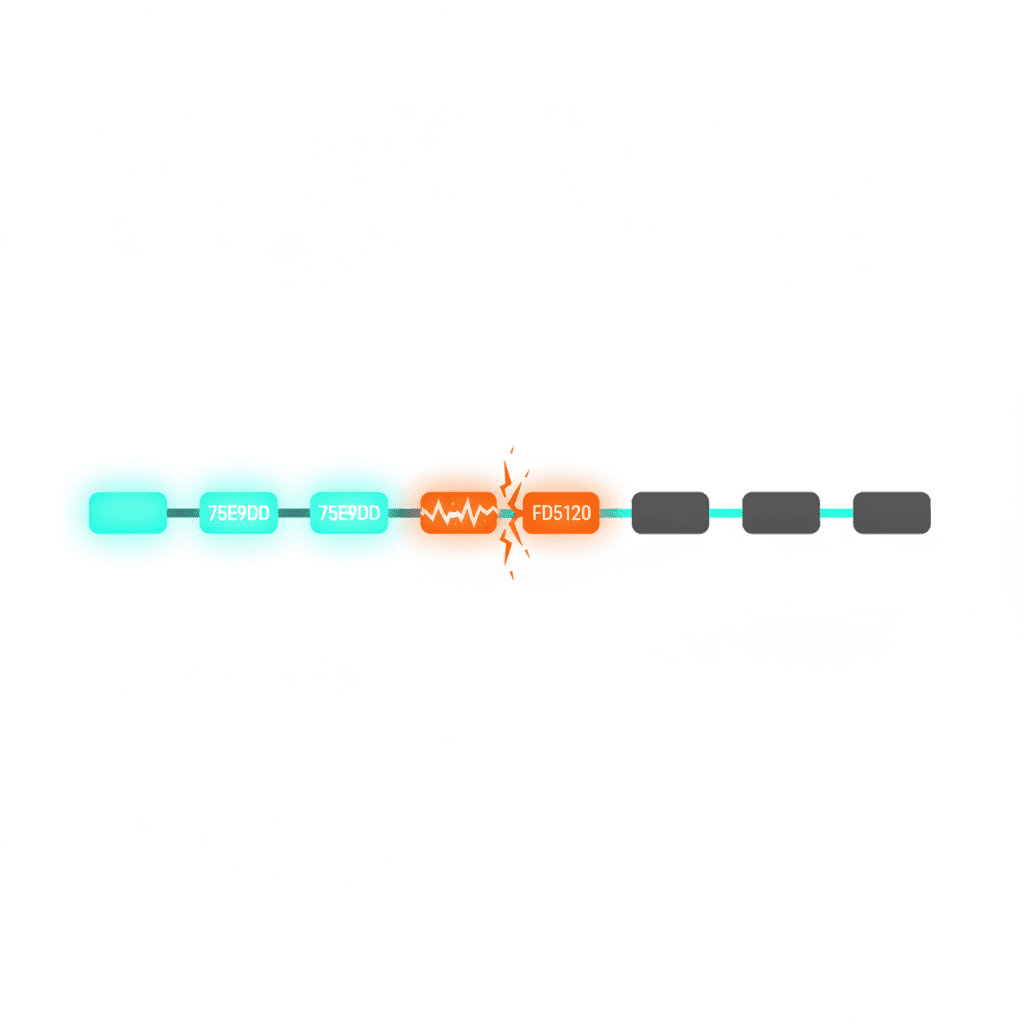A data pipeline illustration showing a broken connector with an orange warning indicator, representing the need to verify marketing data before acting on it