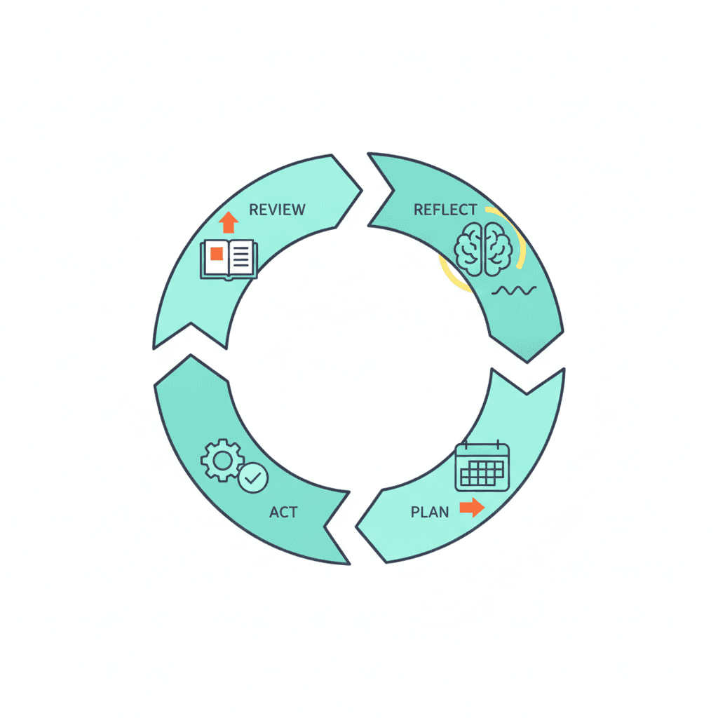Circular flow diagram illustrating the GTD weekly review process